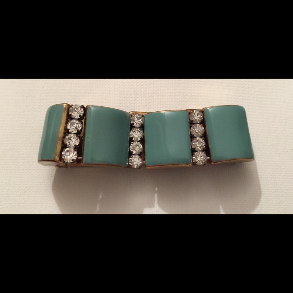 J. CREW Teal Enamel & Rhinestone Stretch Bracelet